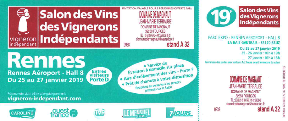 Salon Rennes du 25 au 27 Janvier 2019 !