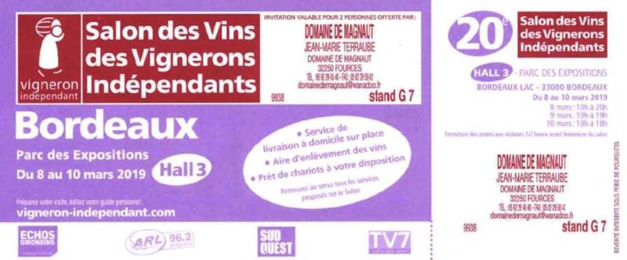 Salon Bordeaux du 08 au 10 Mars 2019 !